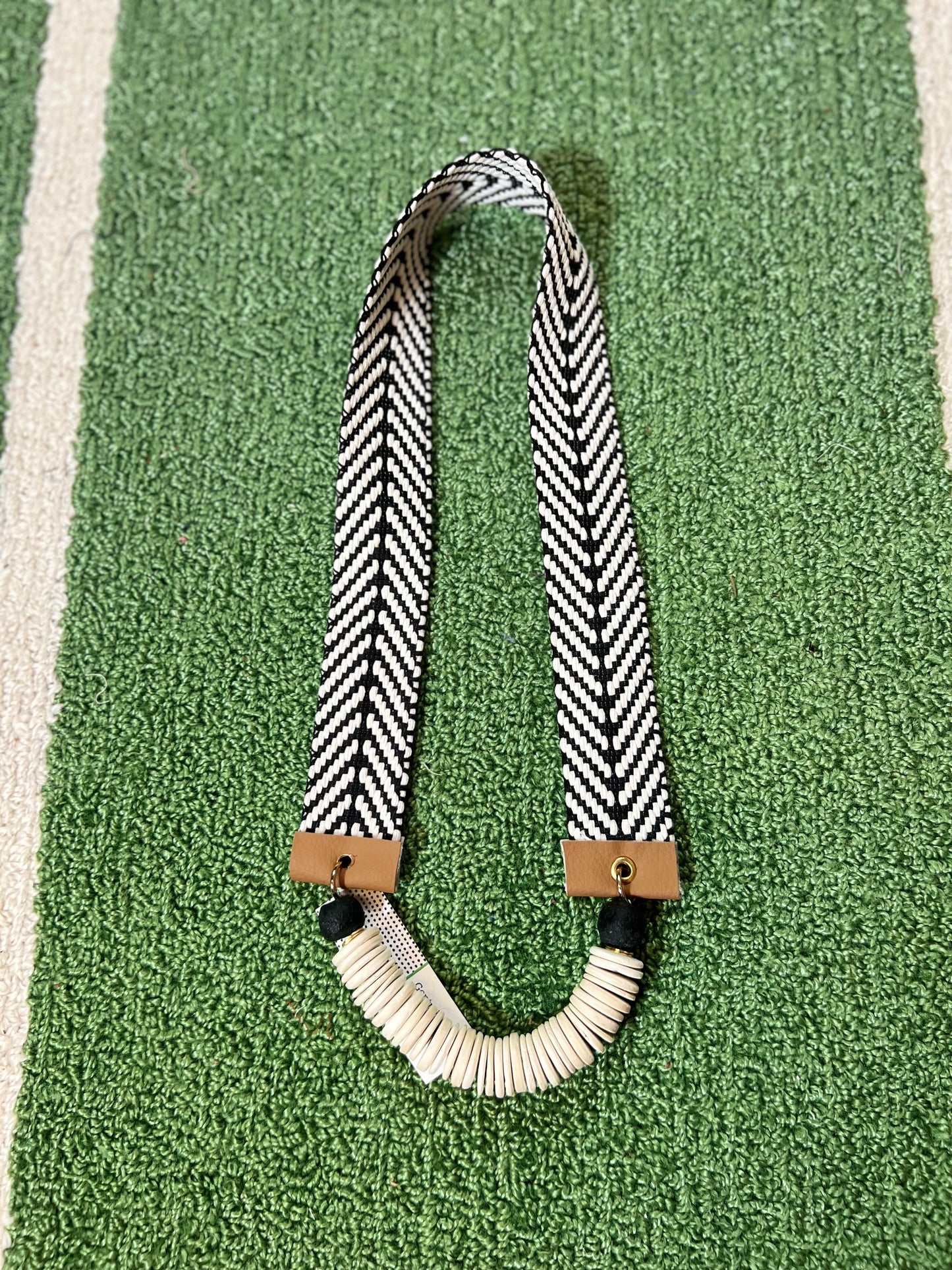 Chunky Black and White Chevron Statement Necklace