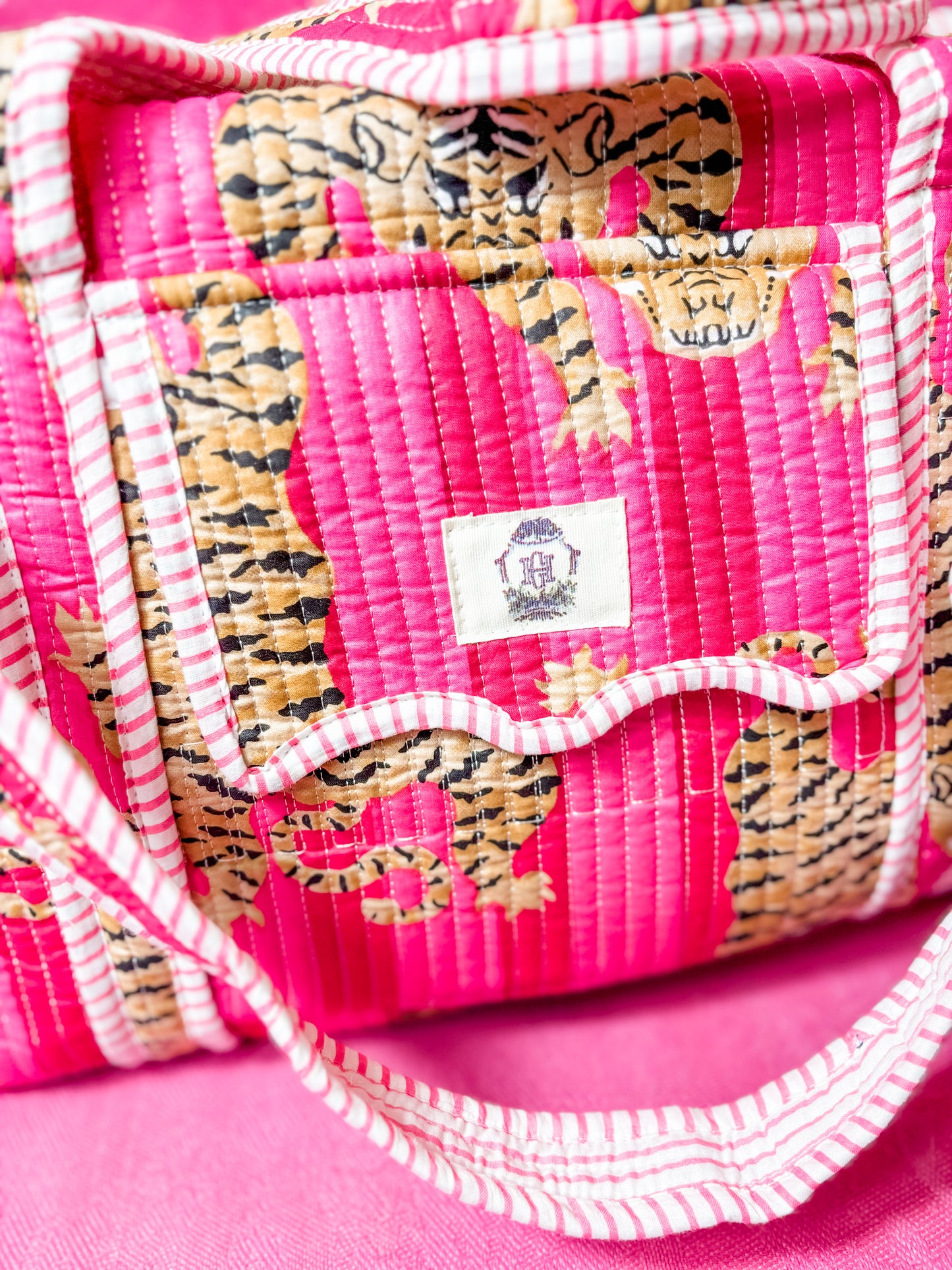 Pink Scalloped Eye of the Tiger Duffel Bag
