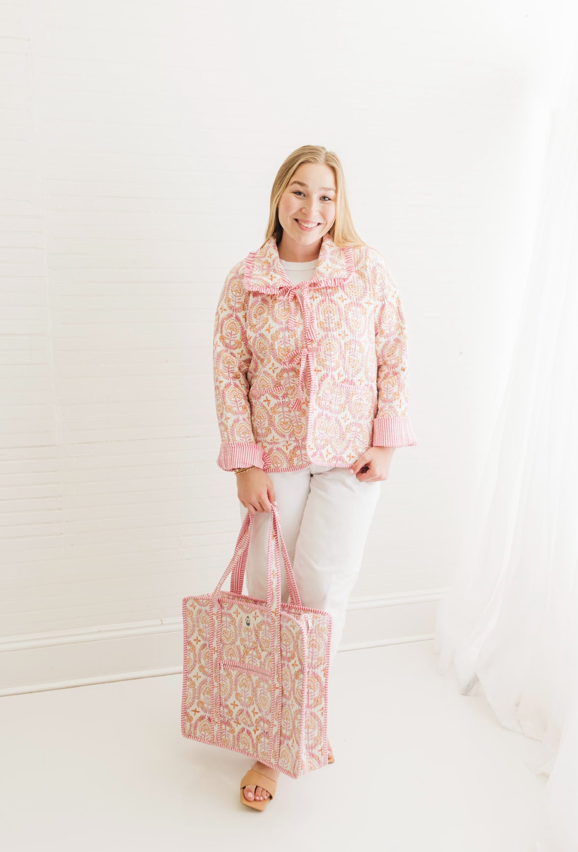 Dahlia | Quilted Zipper Tote Bag