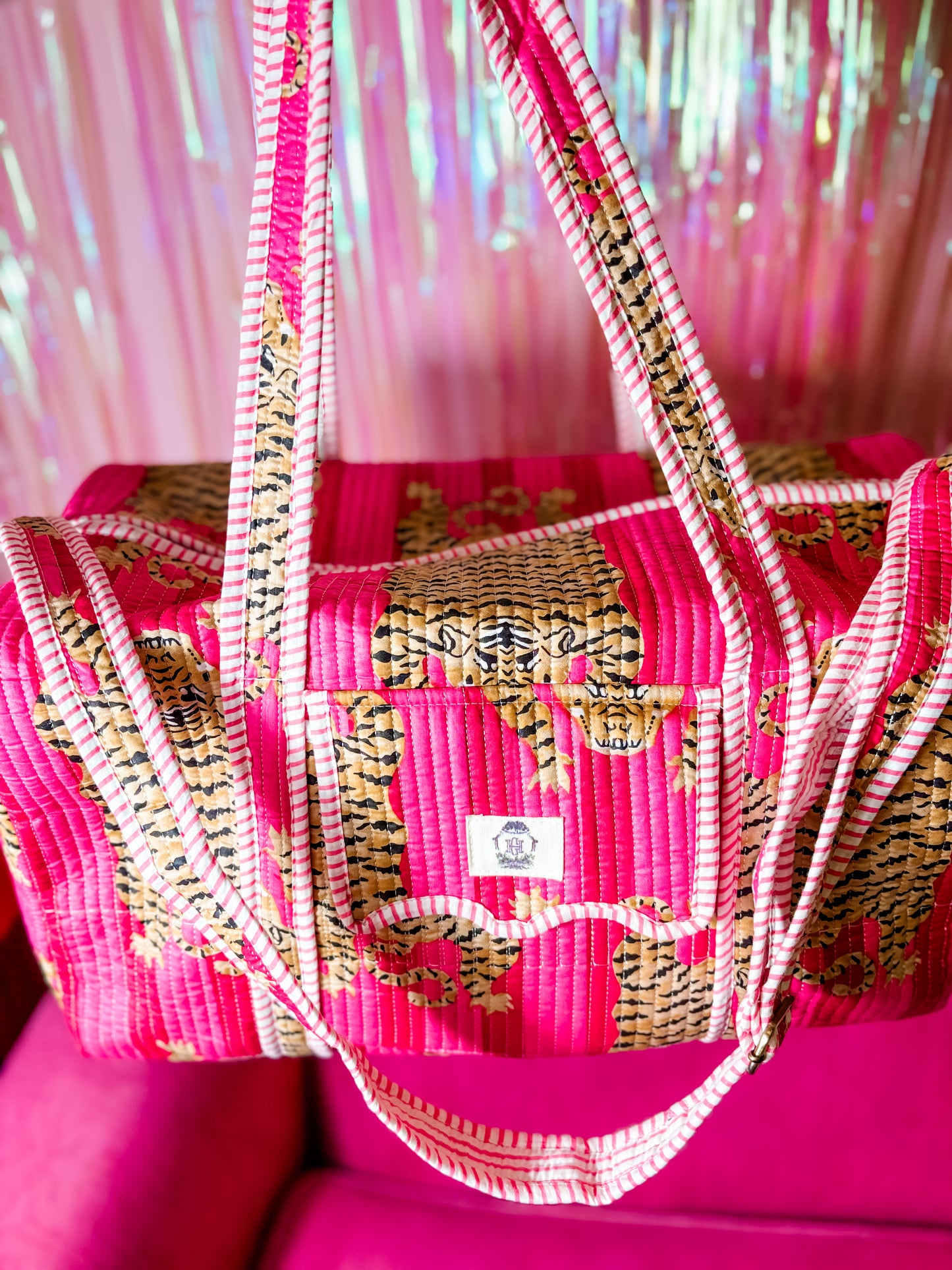 Pink Scalloped Eye of the Tiger Duffel Bag