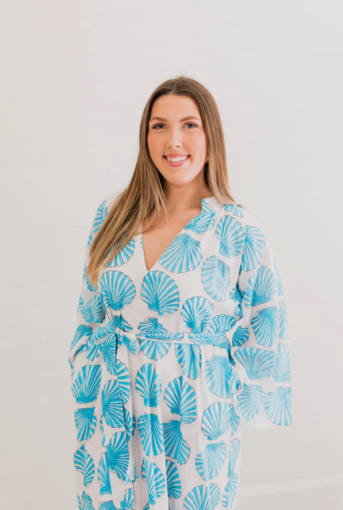 Sanibel Aqua Shell Caftan Dress