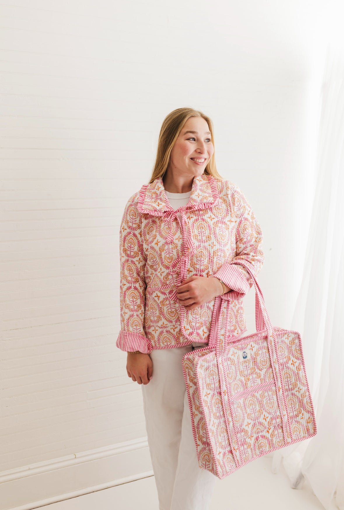 Dahlia | Quilted Zipper Tote Bag