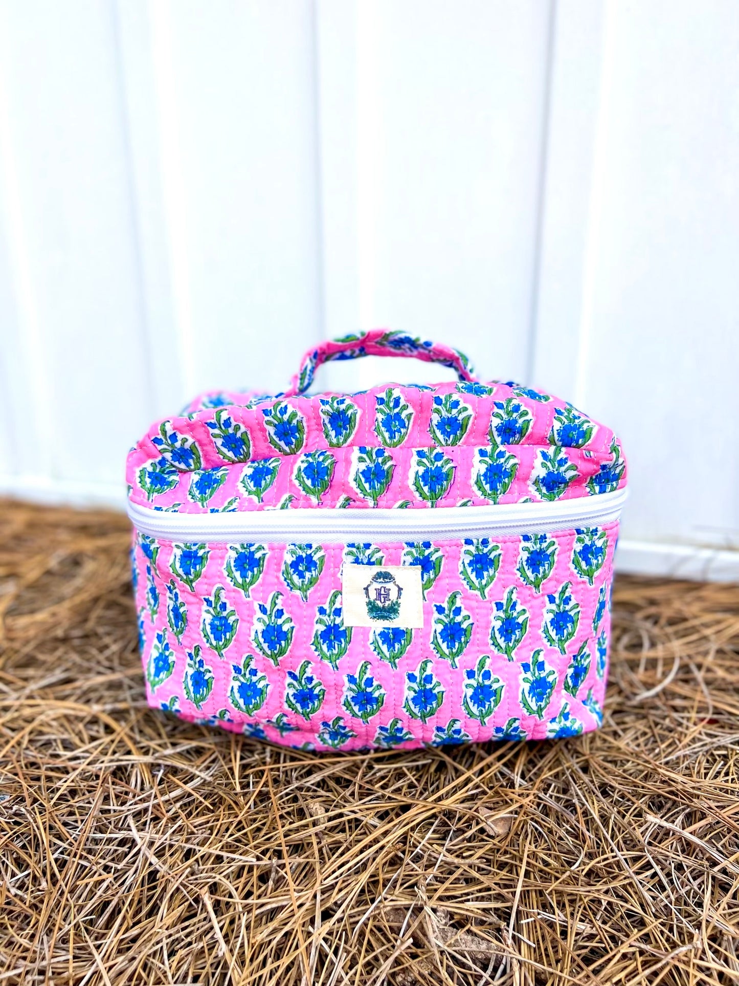 Blue Blossom Large Cosmetic Bag
