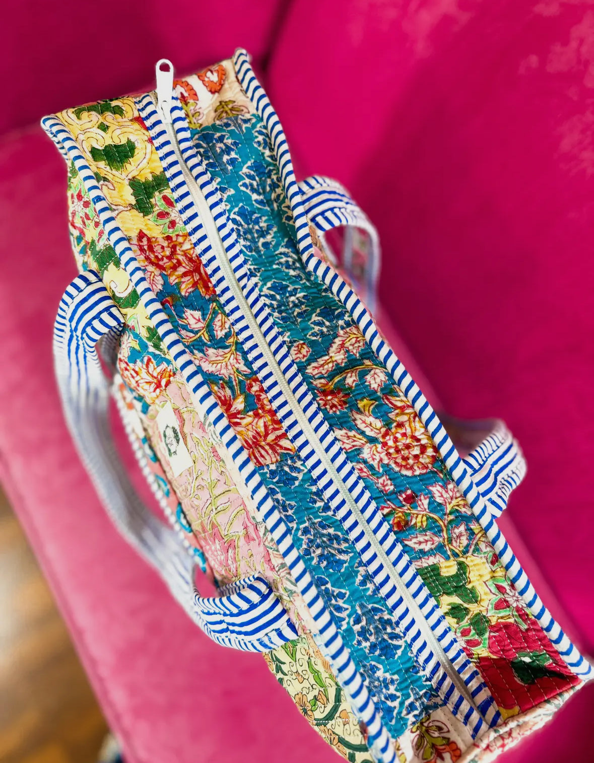 Wildflower Patch Large Quilted Zipper Tote