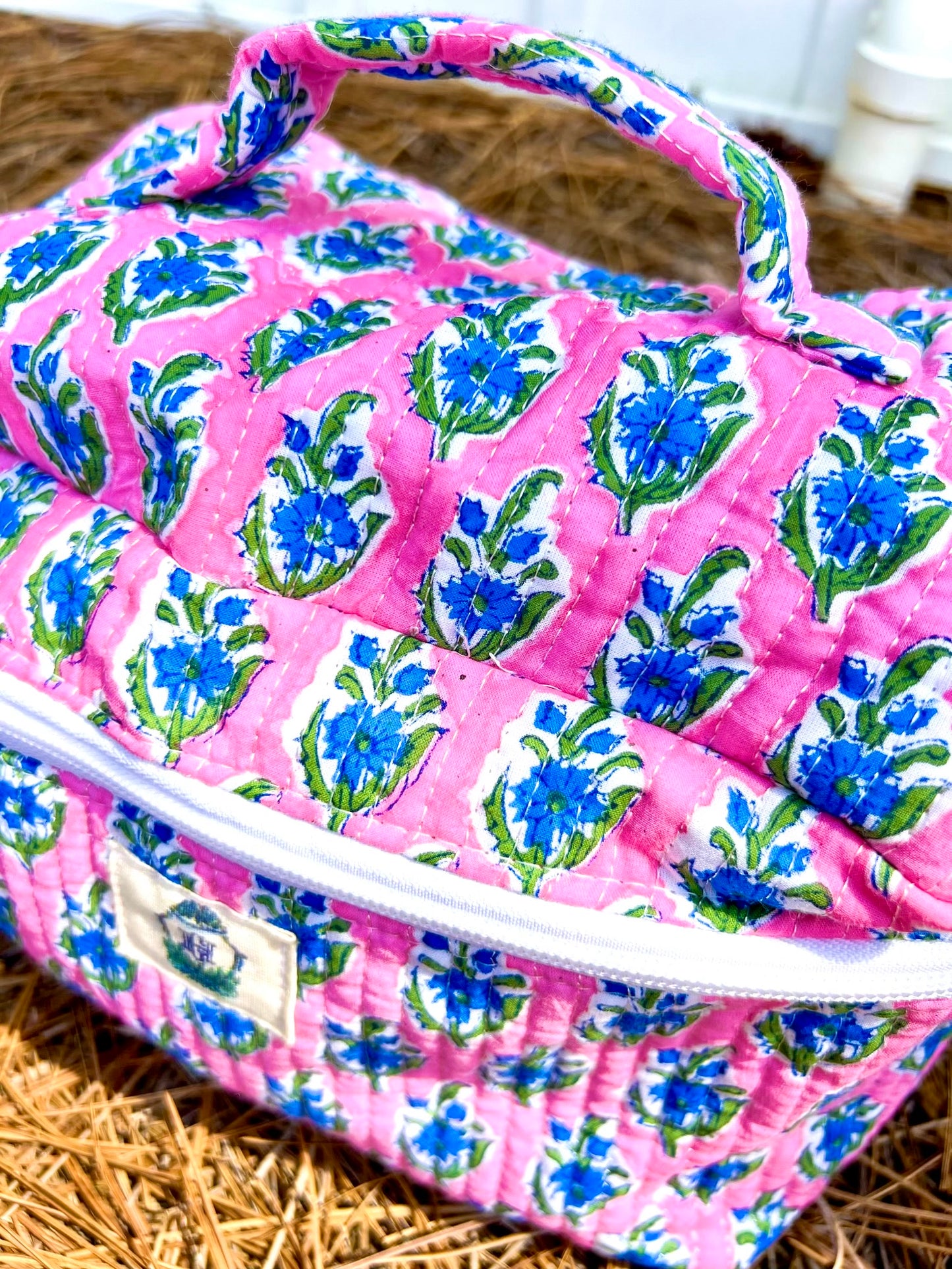 Blue Blossom Large Cosmetic Bag