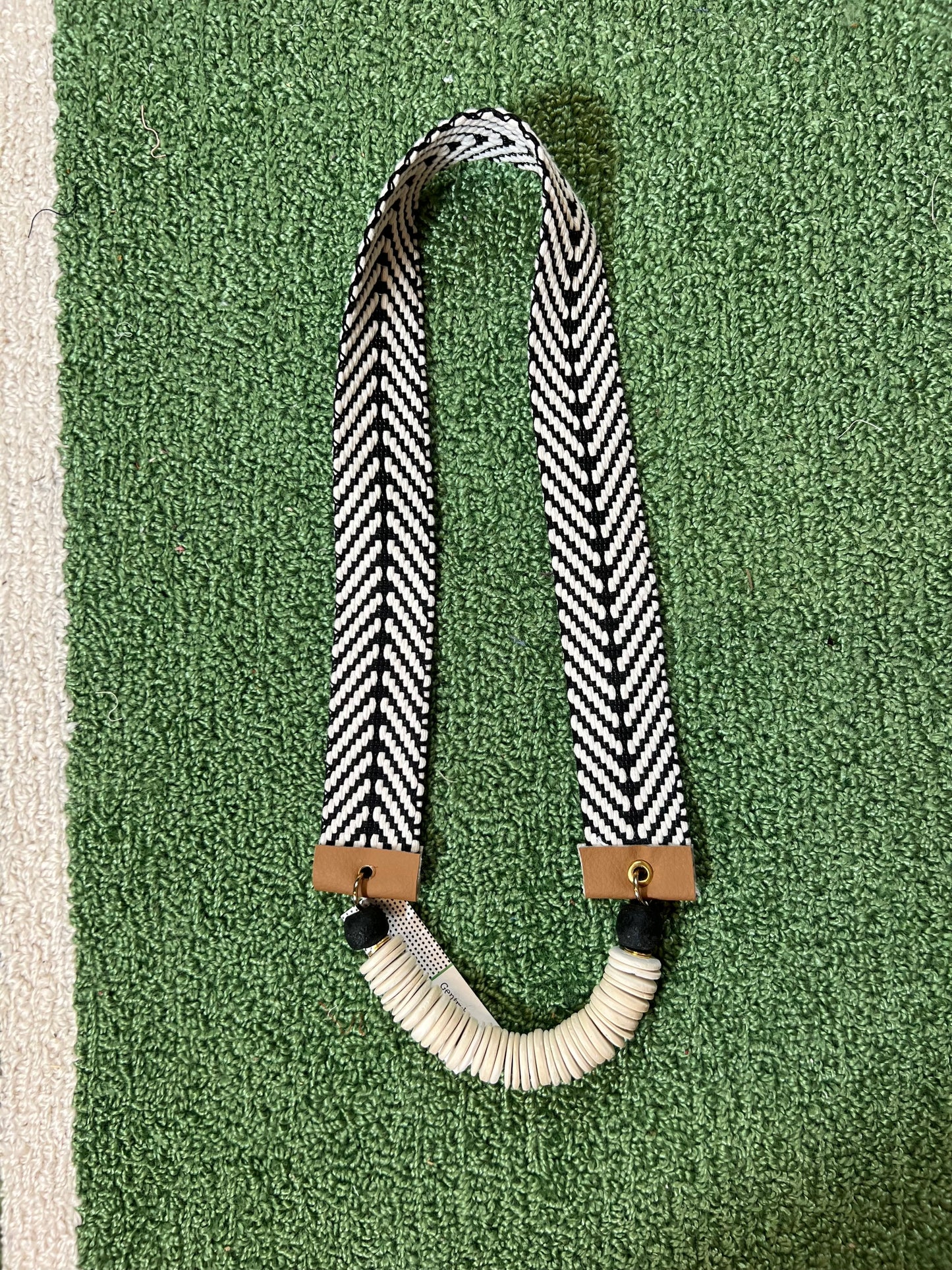 Chunky Black and White Chevron Statement Necklace