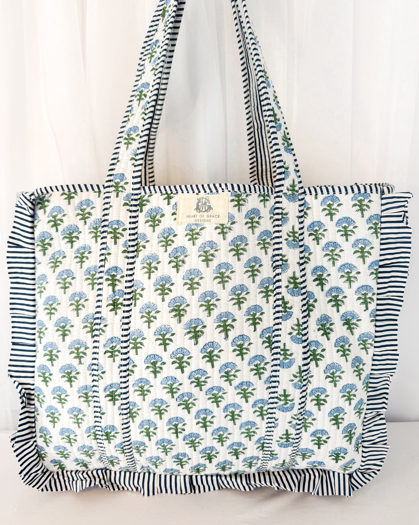 Carolina | Large Quilted Ruffle Tote Bag