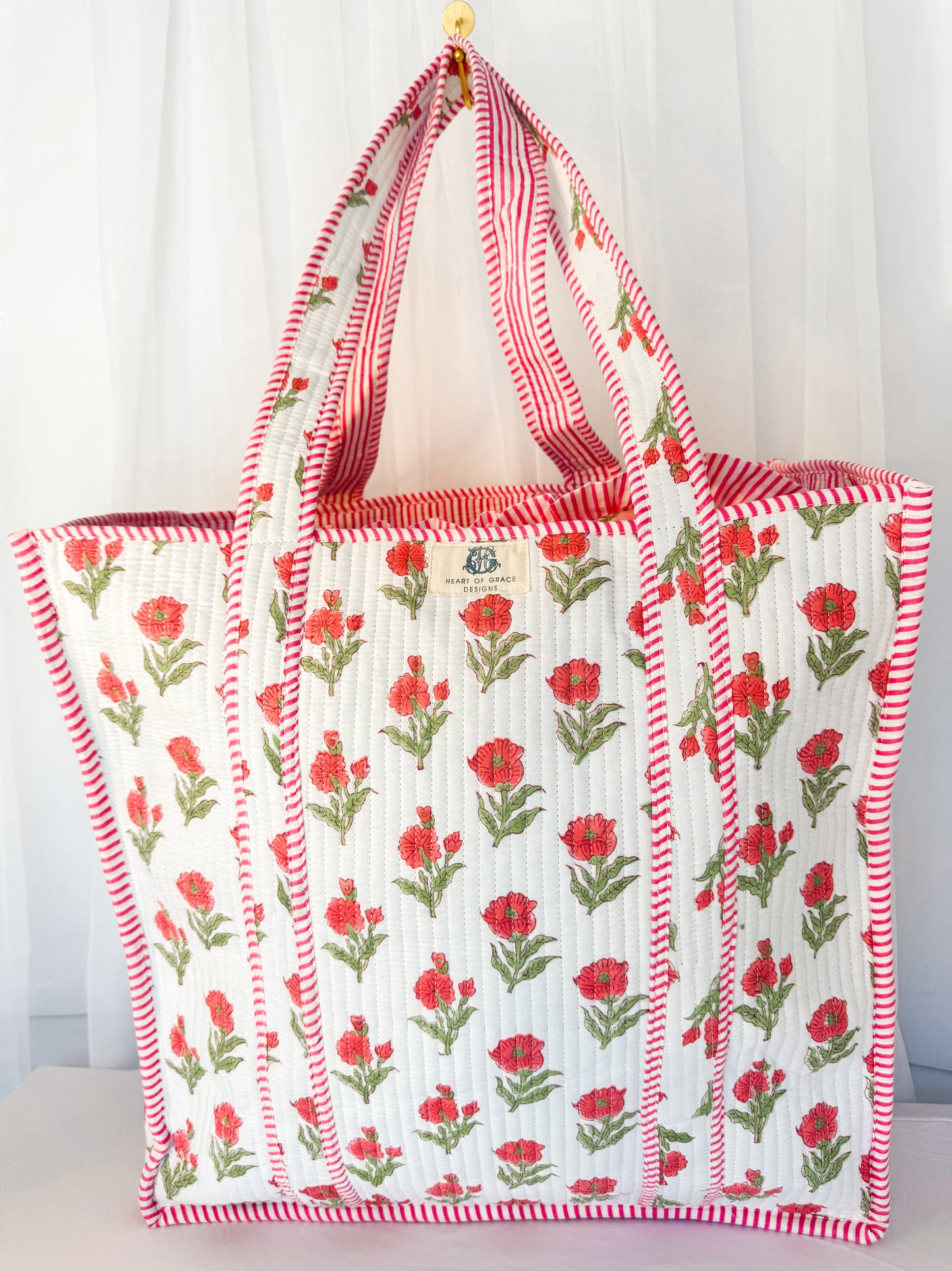 Magnolia Rosé | Large Quilted Tote Bag