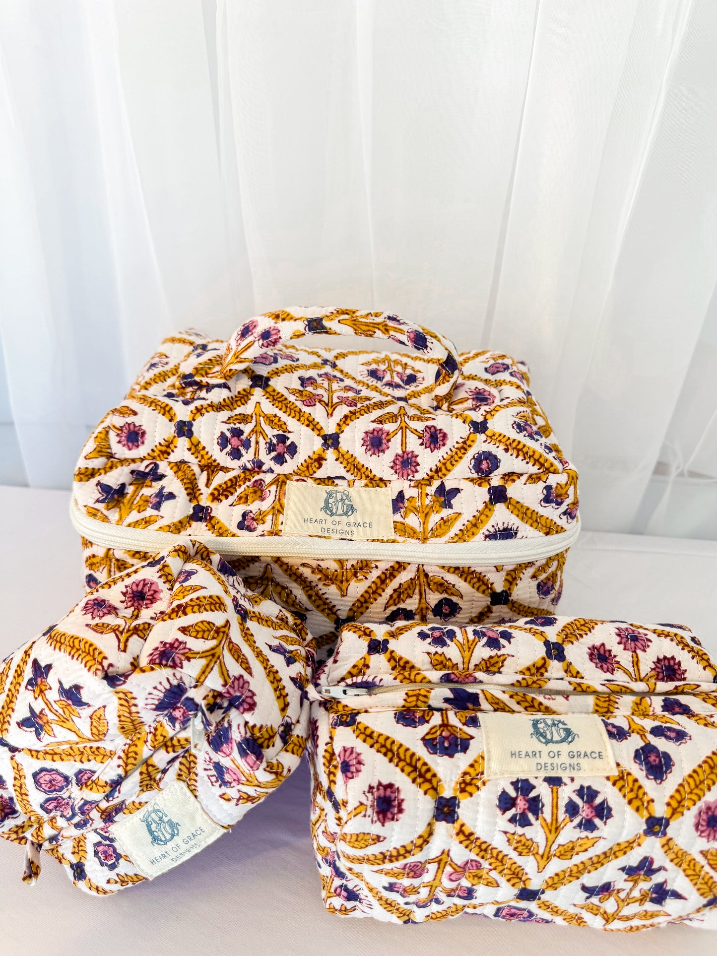 Moonlit | Quilted Cosmetic Bags-set of 3