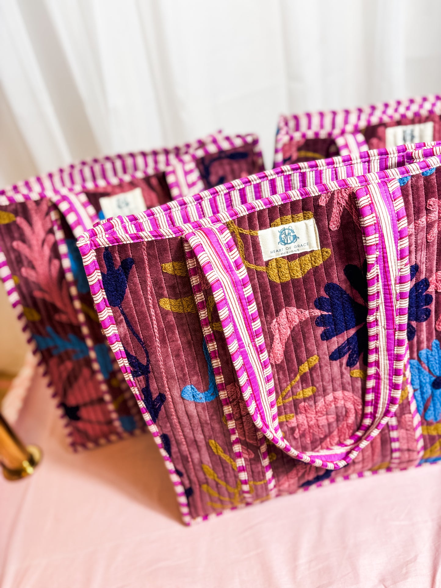 Marigold | Embroidered Quilted Tote Bag