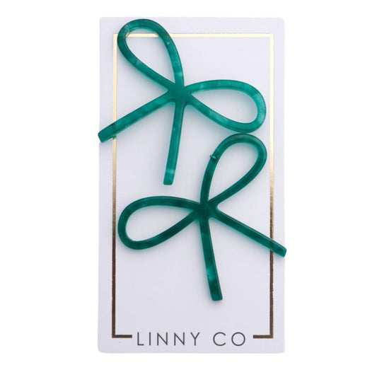 Lola - Forest Green Bow Earrings