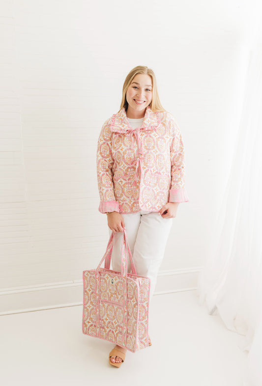 Dahlia | Quilted Zipper Tote Bag