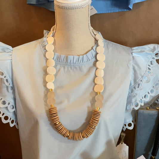 Glass and wooden beaded necklace
