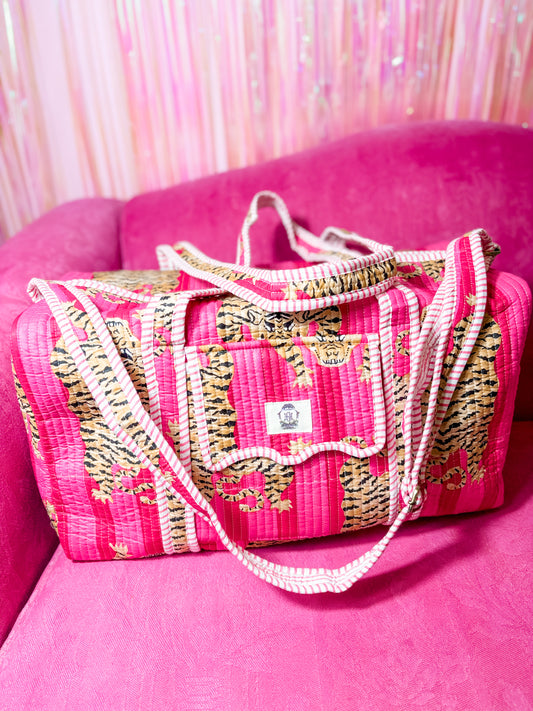 Pink Scalloped Eye of the Tiger Duffel Bag