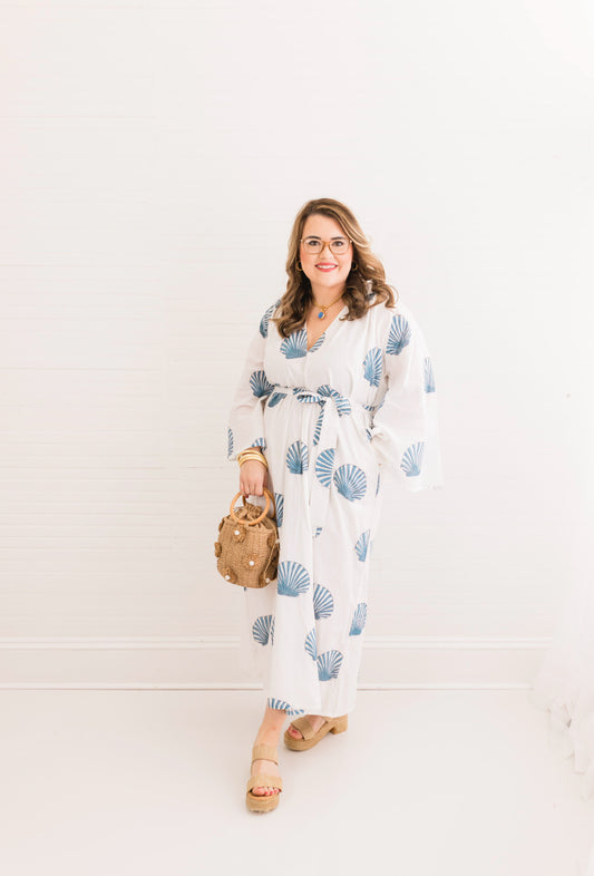 Sanibel Navy Shell Caftan Dress
