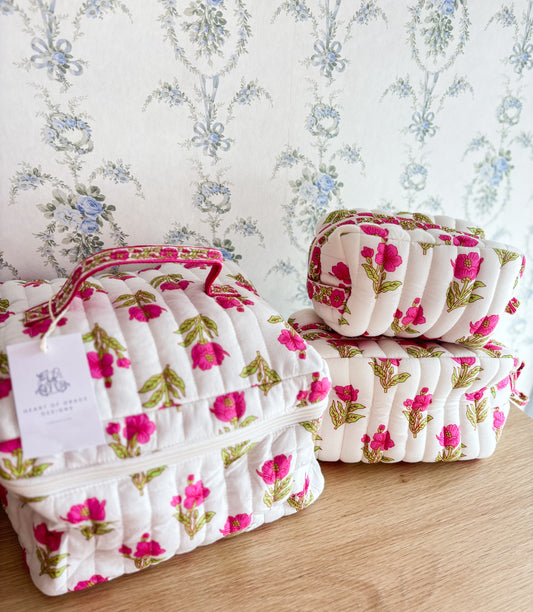 Magnolia Luxe | Quilted Cosmetic Bags-set of 3