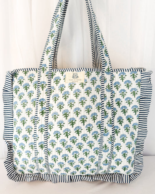 Carolina | Large Quilted Ruffle Tote Bag