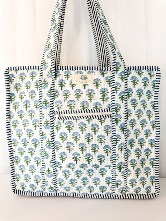 Carolina | Large Quilted Zipper Tote Bag