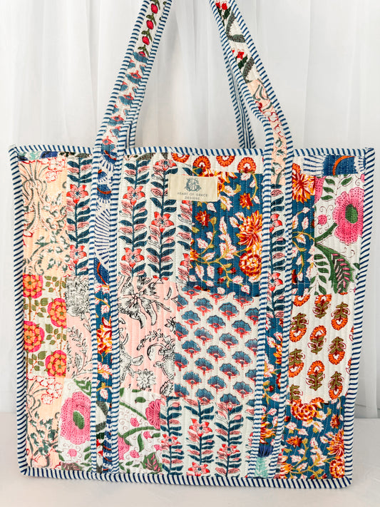 Wildflower Patch Large Quilted Tote
