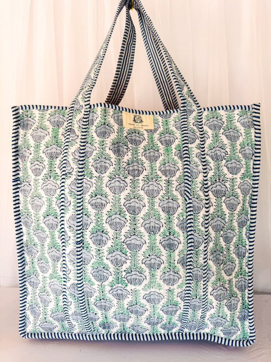 Ocean Blooms | Regular Quilted Tote Bags