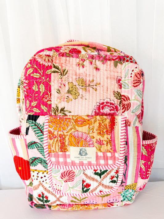 Pink City Quilted Backpack