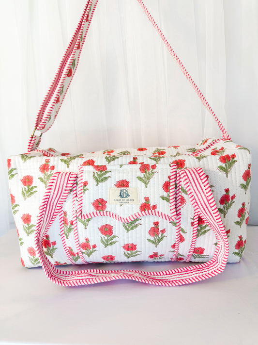 Magnolia Rose’ | Quilted Scalloped Duffle Bag