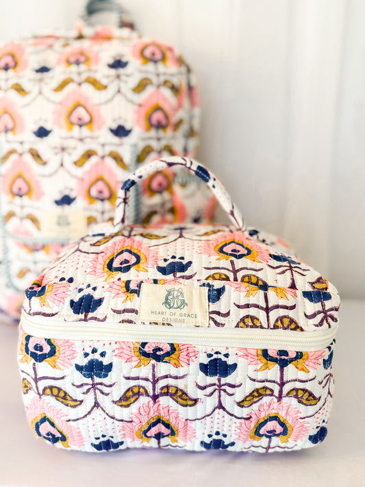 Rosewood | Large Quilted Cosmetic Bag