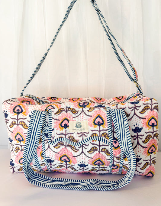 Rosewood | Quilted Scalloped Duffle Bag