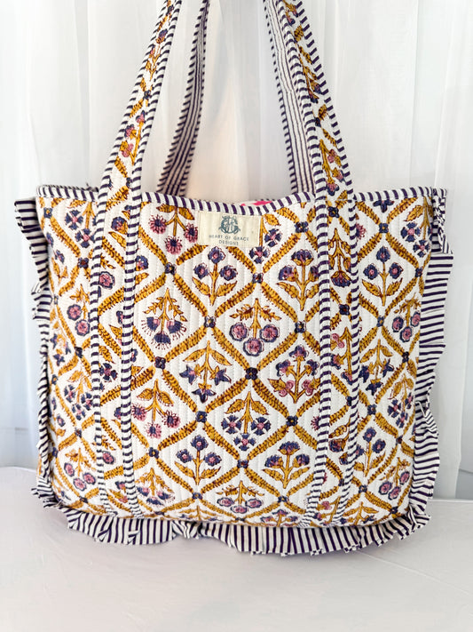 Moonlit | Large Quilted Ruffle Tote Bag