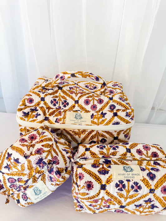 Moonlit | Quilted Cosmetic Bags-set of 3