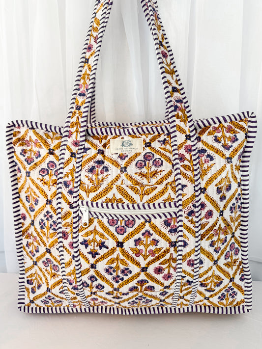Moonlit | Quilted Zipper Tote Bag