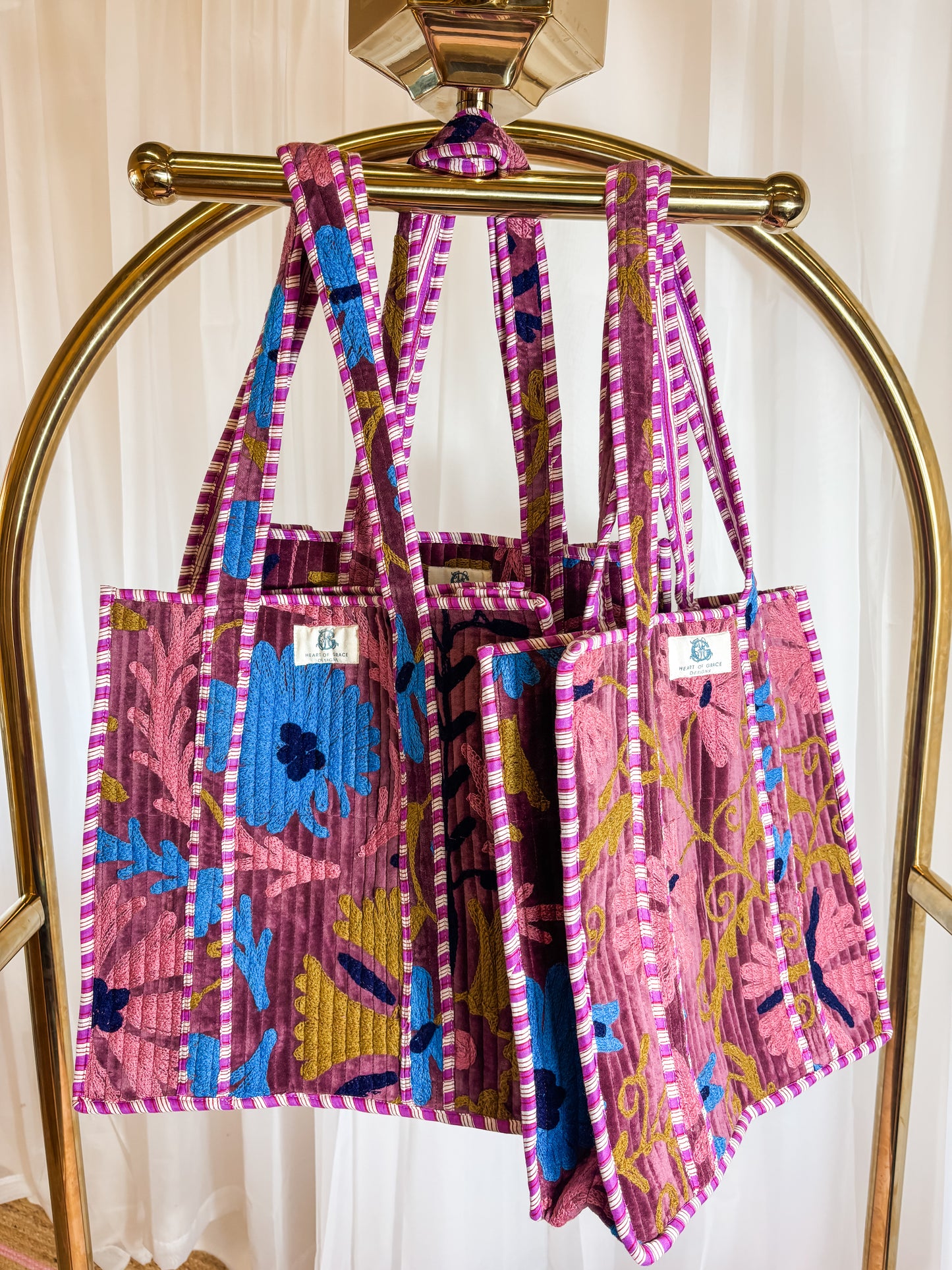 Marigold | Embroidered Quilted Tote Bag