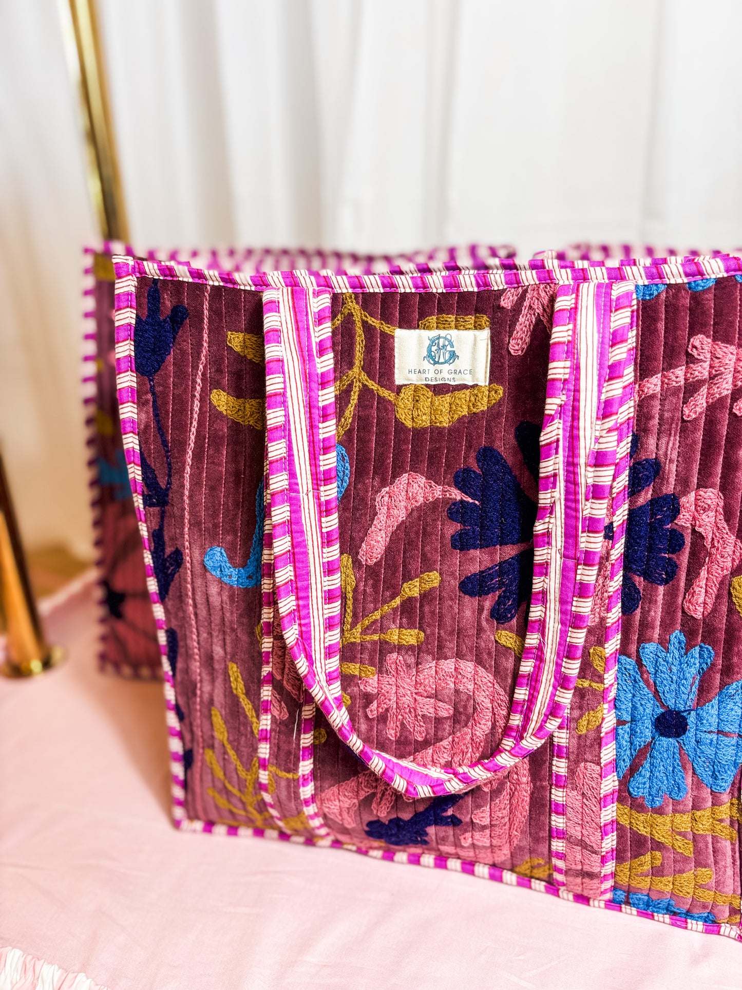 Marigold | Embroidered Quilted Tote Bag